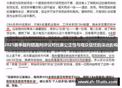2025赛季裁判错漏判评议对比赛公正性与观众信任的深远影响 2025赛季裁判错漏判评议对比赛公正性与观众信任的深远影响