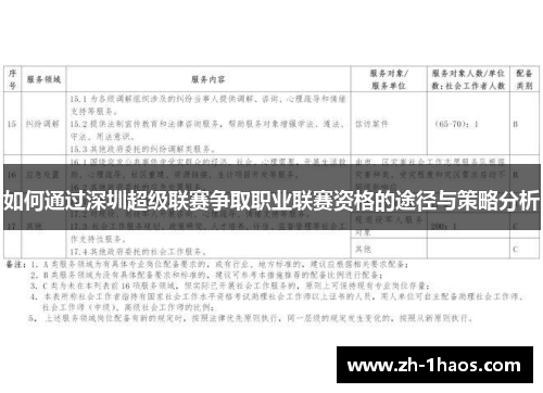 如何通过深圳超级联赛争取职业联赛资格的途径与策略分析 如何通过深圳超级联赛争取职业联赛资格的途径与策略分析
