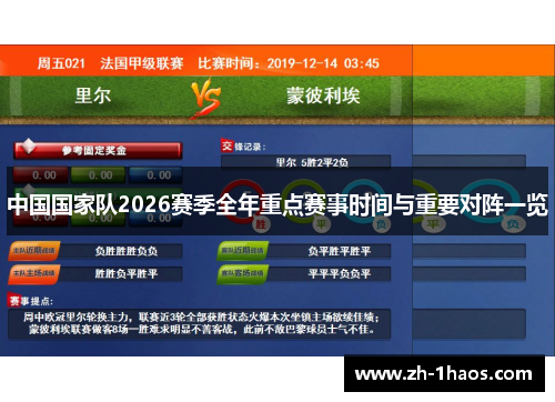 中国国家队2026赛季全年重点赛事时间与重要对阵一览